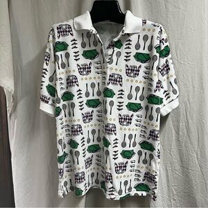 Unisex Unbranded Tennis Themed White Polo Shirt Chest: 41 Length: 26